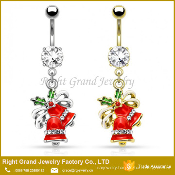 316L Surgical Stainless Steel Christmas Bells Dangle Belly Button Ring